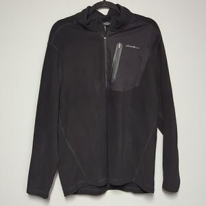 NWT Eddie Bauer Black Quarter Zip Fleece Pullover